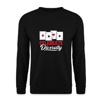 Celebrate Diversity Playing Cards Bluff Poker Card - Unisex Sweatshirt - black - Front - Alina (178cm) & Michal (187cm)
