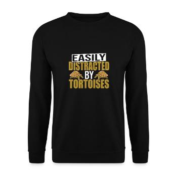 Reptile Turtle Funny Easily Distracted By Tortoise - Unisex Sweatshirt - black - Front - Alina (178cm) & Michal (187cm)