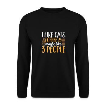 Schildpatt Katze Tortoiseshell Cat Tortie - Unisex Pullover - Schwarz - Vorne - Alina (178cm) & Michal (187cm)