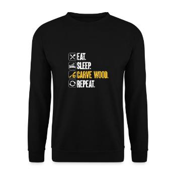 Holzbearbeitung Schnitzerei Schreiner - Unisex Pullover - Schwarz - Vorne - Alina (178cm) & Michal (187cm)