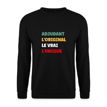 adjudant - Sweat-shirt Unisexe - noir - Devant - Alina (178cm) & Michal (187cm)