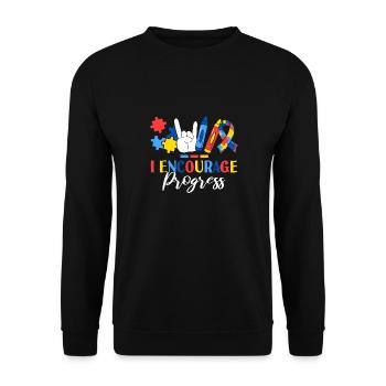 I Encourage Progress ABA Therapist Behavioral - Unisex Pullover - Schwarz - Vorne - Alina (178cm) & Michal (187cm)