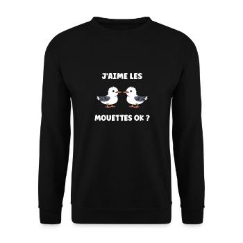 Humour petit mouette - Sweat-shirt Unisexe - noir - Devant - Alina (178cm) & Michal (187cm)