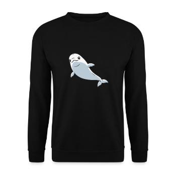 Weißwal Beluga Wal - Unisex Pullover - Schwarz - Vorne - Alina (178cm) & Michal (187cm)