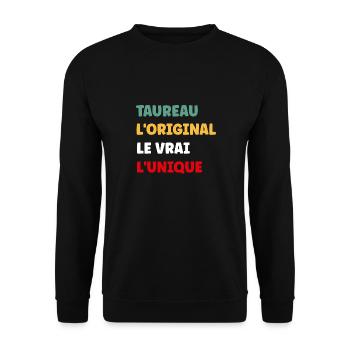 Homme Taureau - Sweat-shirt Unisexe - noir - Devant - Alina (178cm) & Michal (187cm)