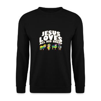 Fier allié Jésus aime tous ses moutons LGBTQ Gay - Sweat-shirt Unisexe - noir - Devant - Alina (178cm) & Michal (187cm)
