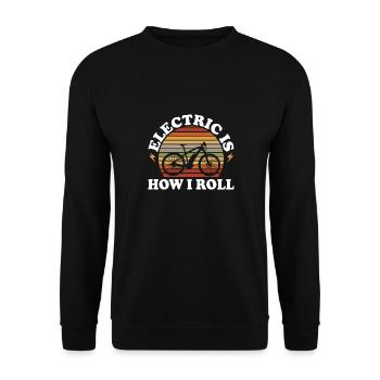 Electric Bike Cycling Biker E-Bike - Unisex Sweatshirt - black - Front - Alina (178cm) & Michal (187cm)