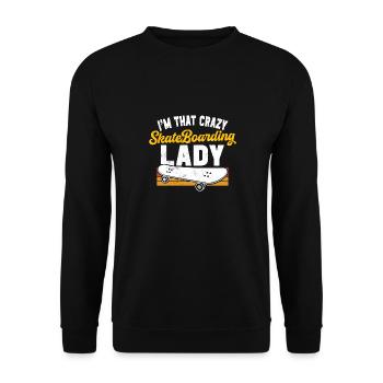 Skateboarding Crazy Skateboarding Lady für Skater - Unisex Pullover - Schwarz - Vorne - Alina (178cm) & Michal (187cm)