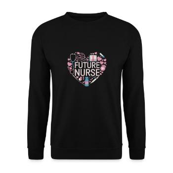 Future Nurse Krankenschwester Ausbildung - Unisex Pullover - Schwarz - Vorne - Alina (178cm) & Michal (187cm)