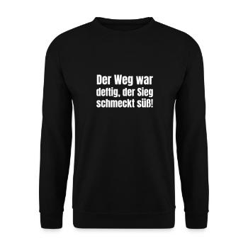 The path was hearty, the victory tastes sweet! - Unisex Sweatshirt - black - Front - Alina (178cm) & Michal (187cm)