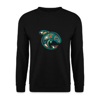 Native American Totem ORCA Killer Whale 1 - Unisex Pullover - Schwarz - Vorne - Alina (178cm) & Michal (187cm)