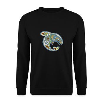 Native American Totem ORCA Killer Whale 3 - Unisex Pullover - Schwarz - Vorne - Alina (178cm) & Michal (187cm)