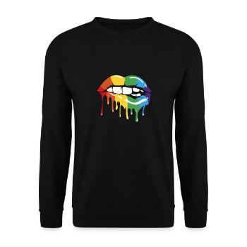LGBT. Rainbow Lip. Pro Gay Pride Month LGBTQ - Unisex Pullover - Schwarz - Vorne - Alina (178cm) & Michal (187cm)
