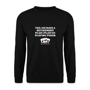 Plan de retraite Jouer au poker Joueur à la retraite - Sweat-shirt Unisexe - noir - Devant - Alina (178cm) & Michal (187cm)