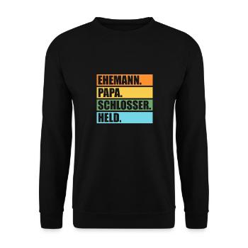 Schlosserei Schweisser Metallbauer Schlosser - Unisex Pullover - Schwarz - Vorne - Alina (178cm) & Michal (187cm)