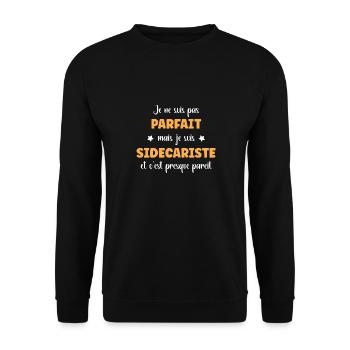 Je suis pas parfait mais sidecariste - Sweat-shirt Unisexe - noir - Devant - Alina (178cm) & Michal (187cm)