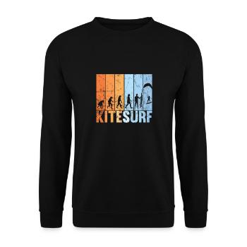 Kitesurfing evolution retro kitesurfer athlet - Unisex Pullover - Schwarz - Vorne - Alina (178cm) & Michal (187cm)
