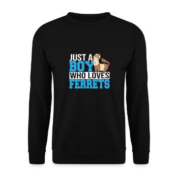 Hommes juste un garçon qui aime les furets Amoureux des animaux Belette - Sweat-shirt Unisexe - noir - Devant - Alina (178cm) & Michal (187cm)