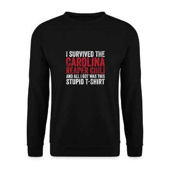 Hot Spicy Food Pepper I Survived The Carolina Reap - Unisex Sweatshirt - black - Front - Alina (178cm) & Michal (187cm)