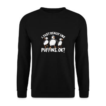 puffin puffin auke birds Lunde - Unisex Sweatshirt - black - Front - Alina (178cm) & Michal (187cm)