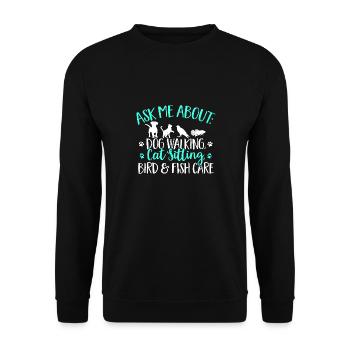 Haustierbetreuung Katze Hund Haustiersitter - Unisex Pullover - Schwarz - Vorne - Alina (178cm) & Michal (187cm)