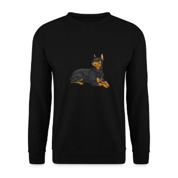 Miniature Pinscher Rehpinscher Min Pin Dog - Unisex Sweatshirt - black - Front - Alina (178cm) & Michal (187cm)