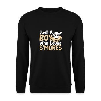 Just A Boy Who Loves Smores Camping Men Dabbing Ma - Unisex Pullover - Schwarz - Vorne - Alina (178cm) & Michal (187cm)