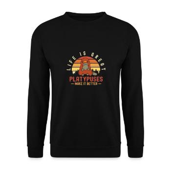Platypus Schnabeltier - Unisex Pullover - Schwarz - Vorne - Alina (178cm) & Michal (187cm)
