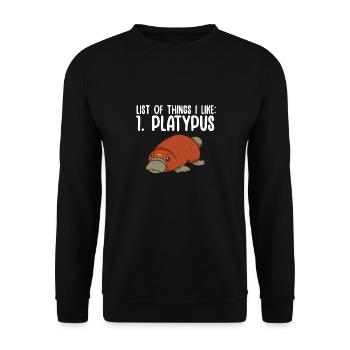 Platypus Schnabeltier - Unisex Pullover - Schwarz - Vorne - Alina (178cm) & Michal (187cm)