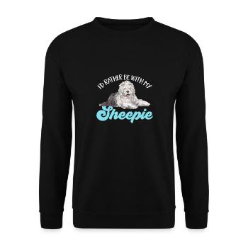 Vieux chien de berger anglais Sheepie Bobtail - Sweat-shirt Unisexe - noir - Devant - Alina (178cm) & Michal (187cm)