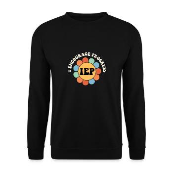 Sped Teacher Groovy I Encourage Progress ABA - Unisex Pullover - Schwarz - Vorne - Alina (178cm) & Michal (187cm)