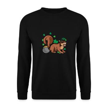 Funny Kids Happy St. Patrick's Day Squirrel Forest - Unisex Pullover - Schwarz - Vorne - Alina (178cm) & Michal (187cm)