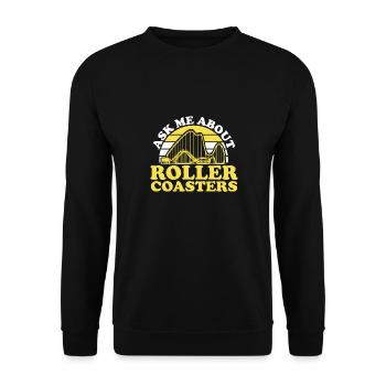 Achterbahn Rollercoaster Freizeitpark - Unisex Pullover - Schwarz - Vorne - Alina (178cm) & Michal (187cm)