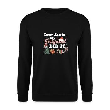 Dear Santa My Girlfriend Did It Funny Christmas - Unisex Pullover - Schwarz - Vorne - Alina (178cm) & Michal (187cm)