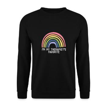 I'm My Therapist's Favorite Psychologist Joke - Unisex Pullover - Schwarz - Vorne - Alina (178cm) & Michal (187cm)