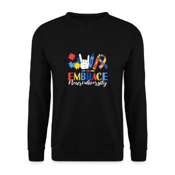 Embrace Neurodiversity ABA Therapist Behavioral - Unisex Sweatshirt - black - Front - Alina (178cm) & Michal (187cm)
