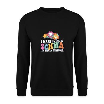 Professeur d’anglais ELA Life Je veux être un Schwa - Sweat-shirt Unisexe - noir - Devant - Alina (178cm) & Michal (187cm)