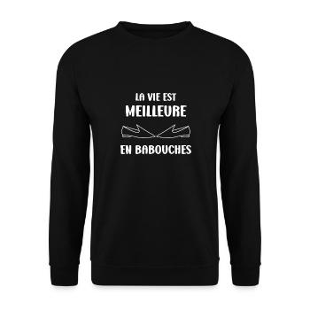 Slippers Humor - Unisex Sweatshirt - black - Front - Alina (178cm) & Michal (187cm)