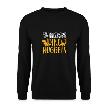 Dino Nuggets Dinosaurier Chicken Nuggets - Unisex Pullover - Schwarz - Vorne - Alina (178cm) & Michal (187cm)