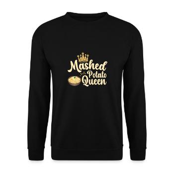 Kartoffelbrei Kartoffelpüree - Unisex Pullover - Schwarz - Vorne - Alina (178cm) & Michal (187cm)