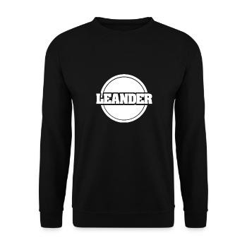 Vorname Leander - Unisex Pullover - Schwarz - Vorne - Alina (178cm) & Michal (187cm)