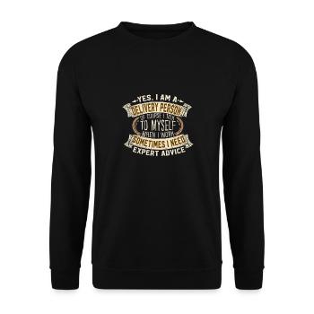 Expert Advice Delivery Person Self Talk - Unisex Pullover - Schwarz - Vorne - Alina (178cm) & Michal (187cm)
