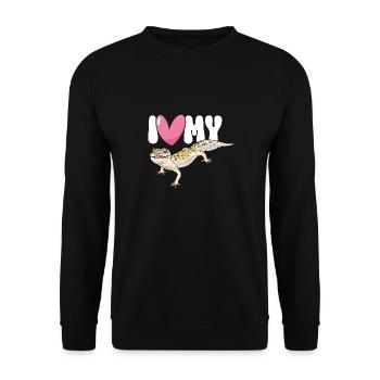 Leopard Gecko Reptile Pet Gecko - Unisex Sweatshirt - black - Front - Alina (178cm) & Michal (187cm)