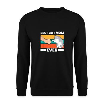 beste Katzen Mutter Cat mom Geschenk - Unisex Pullover - Schwarz - Vorne - Alina (178cm) & Michal (187cm)