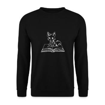 Fox and Reading Cute Forest Animal Literature - Unisex Sweatshirt - black - Front - Alina (178cm) & Michal (187cm)