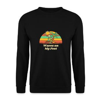 Waves on My Feet Beach Surfing Ocean Surfer - Unisex Sweatshirt - black - Front - Alina (178cm) & Michal (187cm)