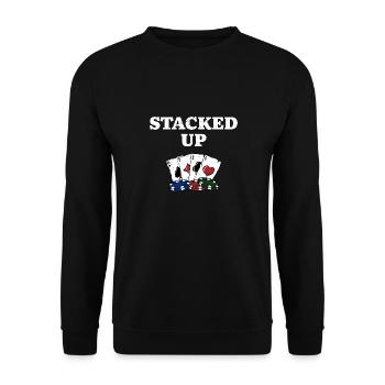 Stacked Up Card Games Poker Card Player Poker - Unisex Pullover - Schwarz - Vorne - Alina (178cm) & Michal (187cm)