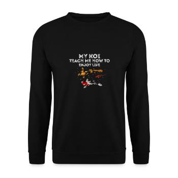 My Koi Teach Me How To Enjoy Life Awesome - Unisex Pullover - Schwarz - Vorne - Alina (178cm) & Michal (187cm)