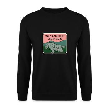 Distracted by Crested Geckos Exotic Animal Lizard - Unisex Sweatshirt - black - Front - Alina (178cm) & Michal (187cm)