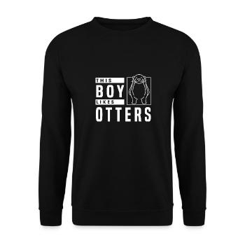 Un garçon aime les loutres, les animaux de la - Sweat-shirt Unisexe - noir - Devant - Alina (178cm) & Michal (187cm)